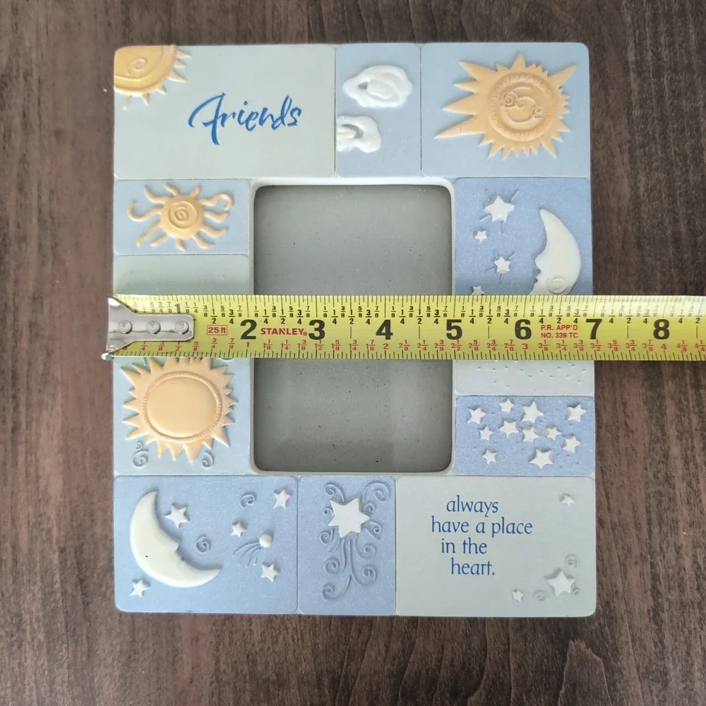 Vintage Carlton Cards Friends Celestial Picture Frame Blue Sun Moon Stars Y2K